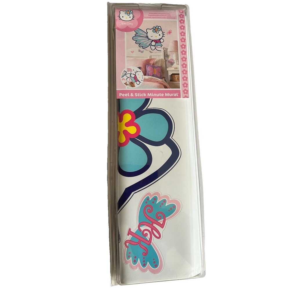 Hello Kitty Peel & Stick Wall Minute Mural 10 Decals Repositionable 2007 NEW